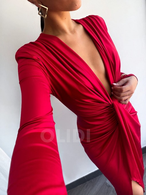 Vestido Amy manga larga - Rojo